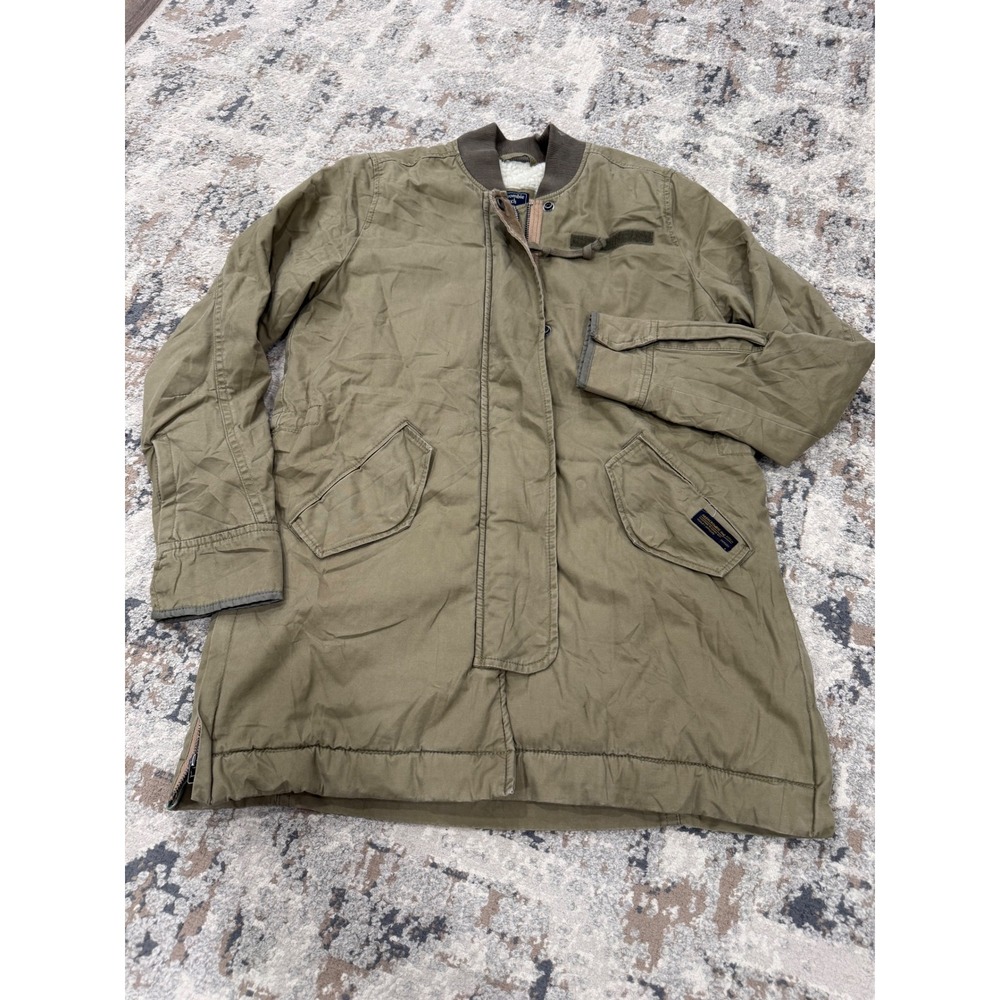 Abercrombie & Fitch Olive Green Sherpa Lined Utility Jacket XS Side Zips